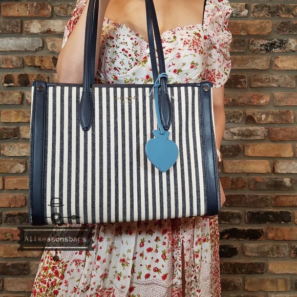 kate spade | Bags | Kate Spade Market Striped Blue Tote  Kate Spade MEDIUM Striped BLUE Market Tote Bag